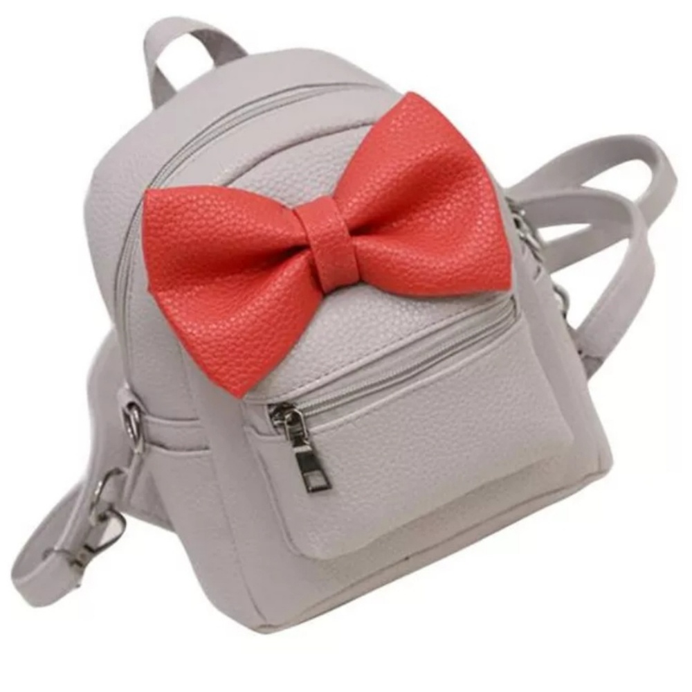 Vegan Leather Mini Mickey Gray & Red Backpack - Picture 2 of 7